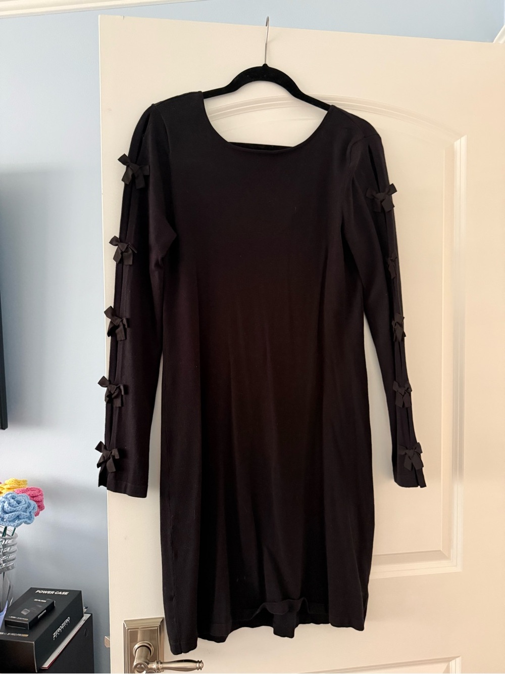 Lilly Pulitzer Black Long-Sleeve Dress with Sleeve Bows NWT EDINA Sweater Dress